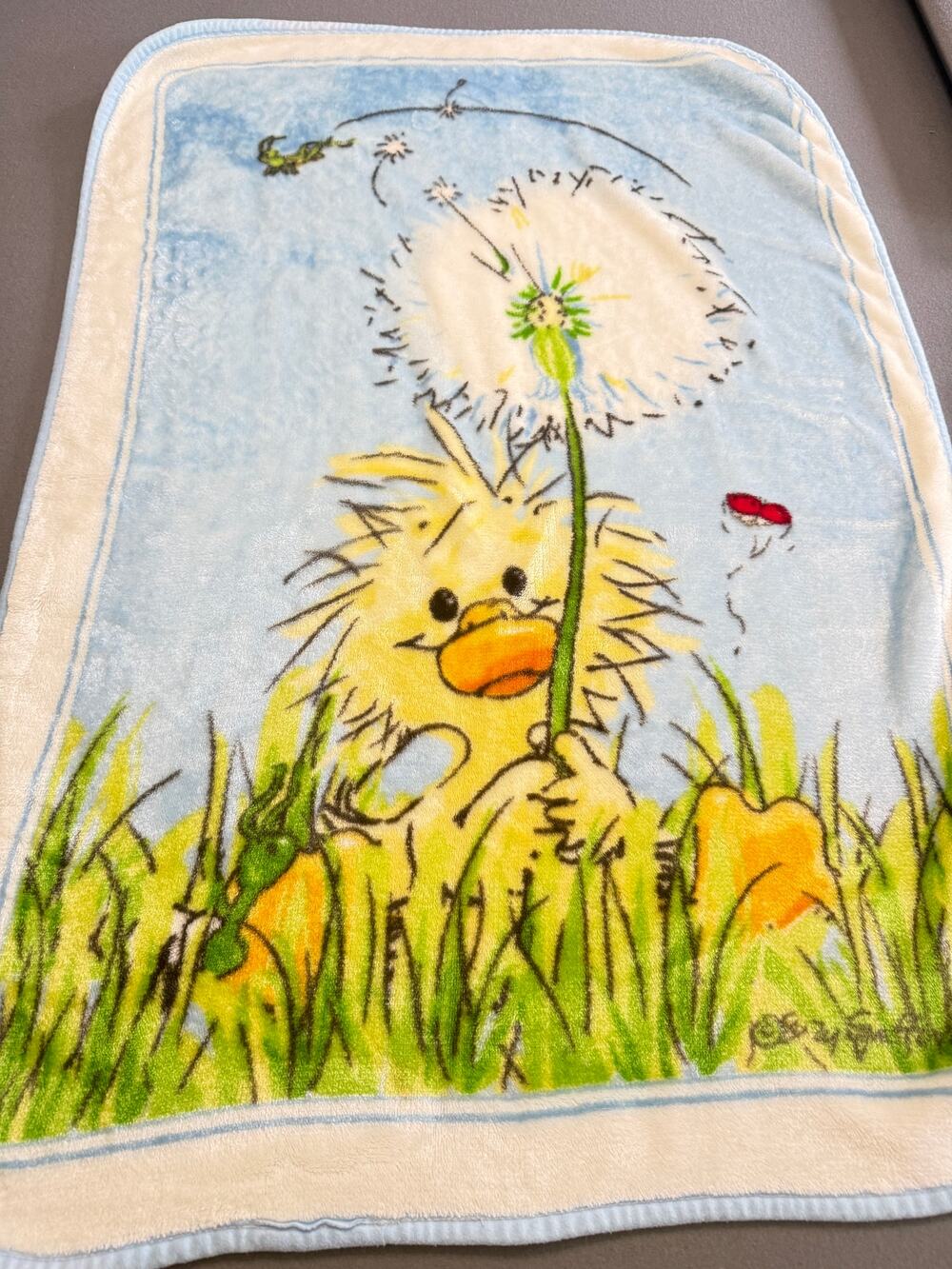 Little Suzy's Zoo Witzy Duckling Baby Blanket Gerber Dandelion Fleece VTG Rare